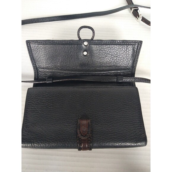 Brighton Leather Crossbody Wallet Tri Fold Black Brown small mini pockets clutch - Picture 5 of 16